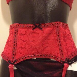 SEXY Corset Lace Garter Belt Stretch Back Red Sizes